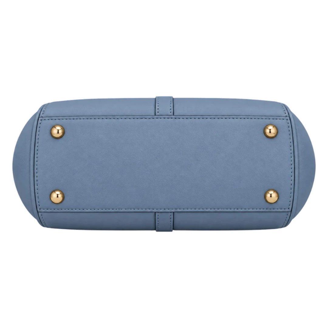 Baggis Dusty Blue Women’s Satchel Handbag – Elegant Structured Faux Leather Bag