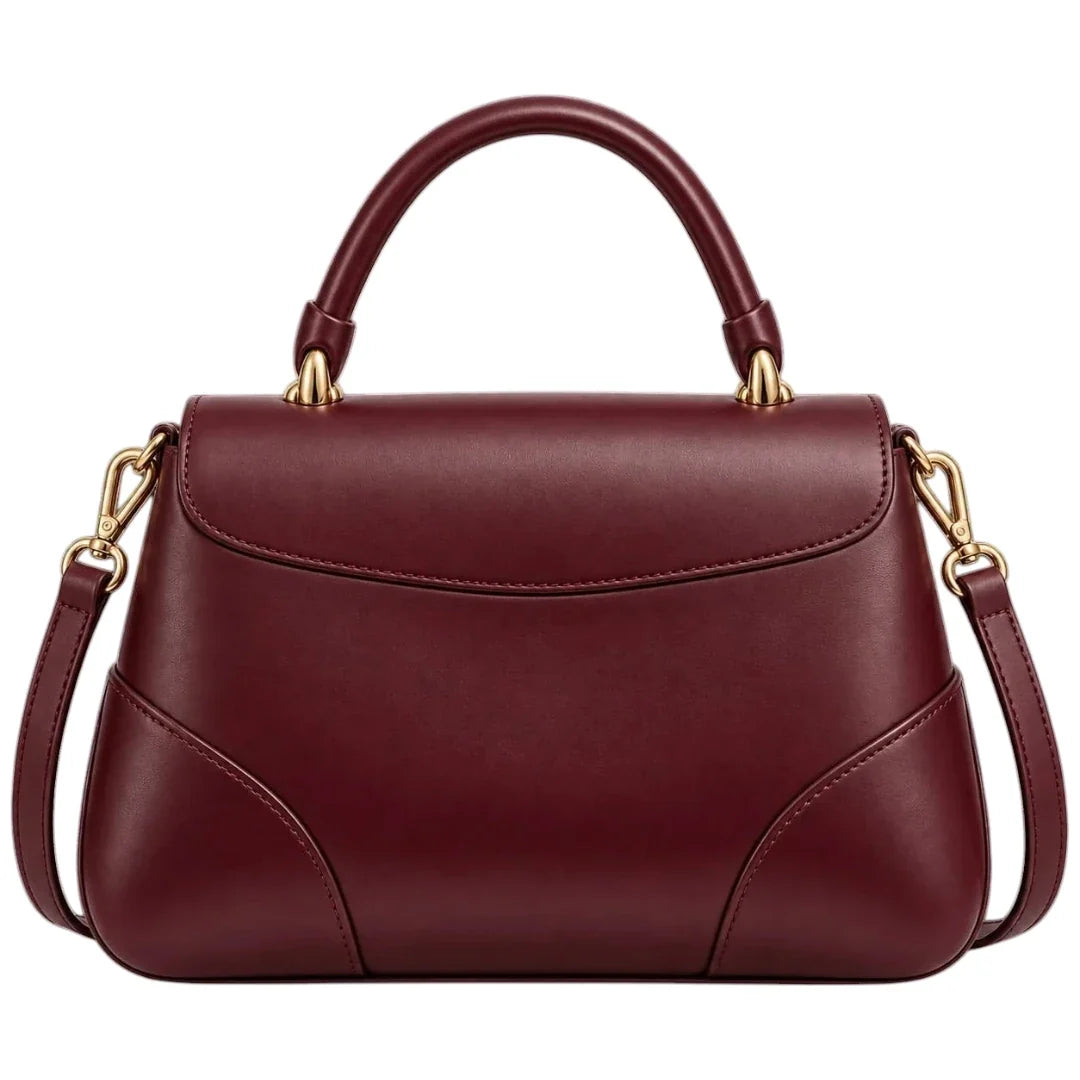 Baggis Burgundy Women’s Satchel Handbag – Elegant Top Handle Faux Leather Bag