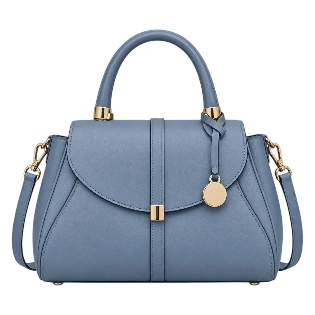Baggis Dusty Blue Women’s Satchel Handbag – Elegant Structured Faux Leather Bag