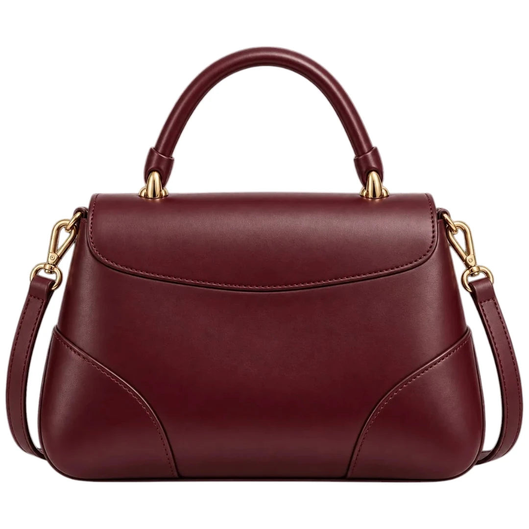 Baggis Burgundy Women’s Satchel Handbag – Elegant Top Handle Faux Leather Bag