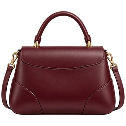 Baggis Burgundy Women’s Satchel Handbag – Elegant Top Handle Faux Leather Bag