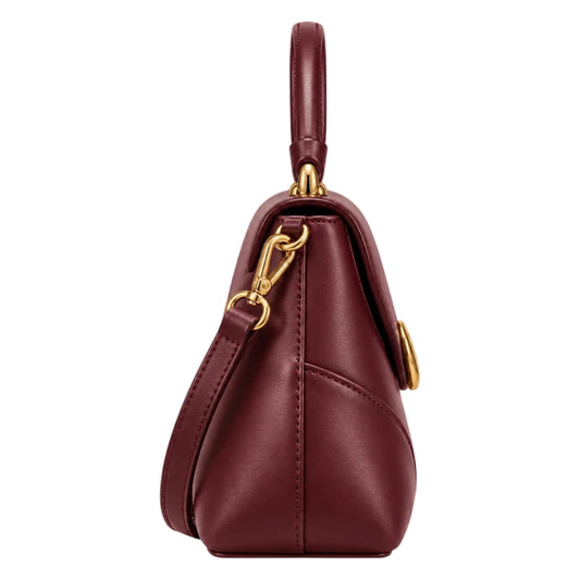 Baggis Burgundy Women’s Satchel Handbag – Elegant Top Handle Faux Leather Bag