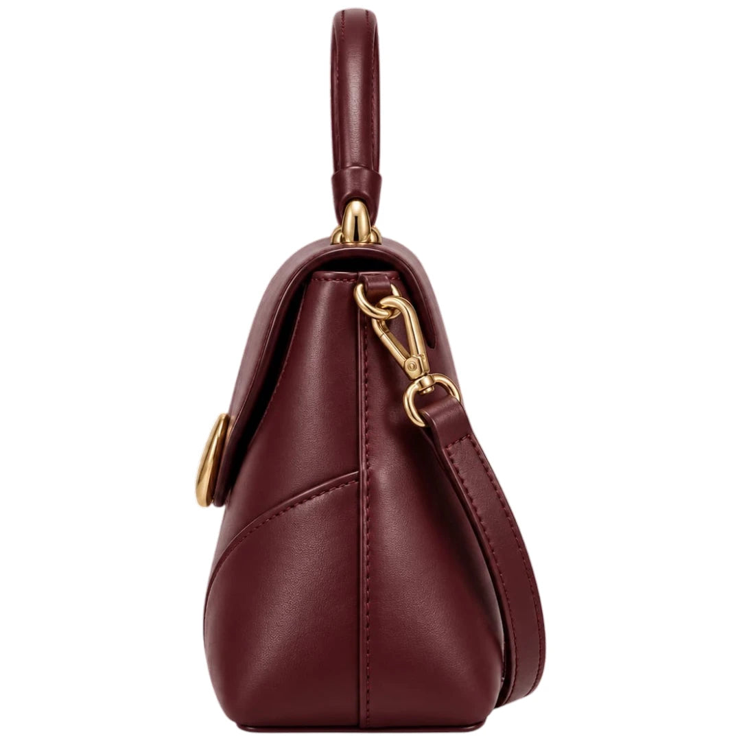 Baggis Burgundy Women’s Satchel Handbag – Elegant Top Handle Faux Leather Bag