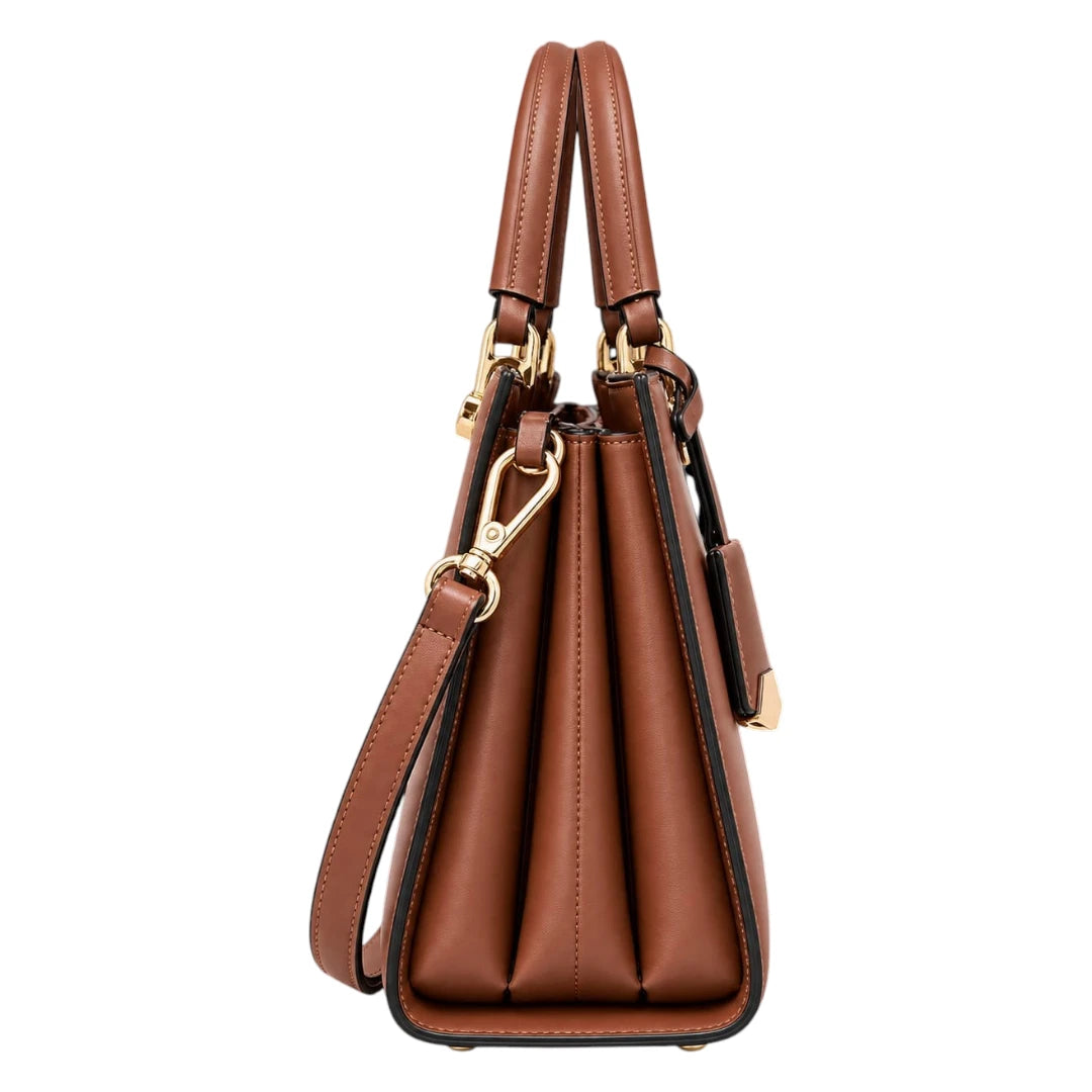 Baggis Caramel Brown Women’s Satchel Handbag – Modern Structured Faux Leather Bag