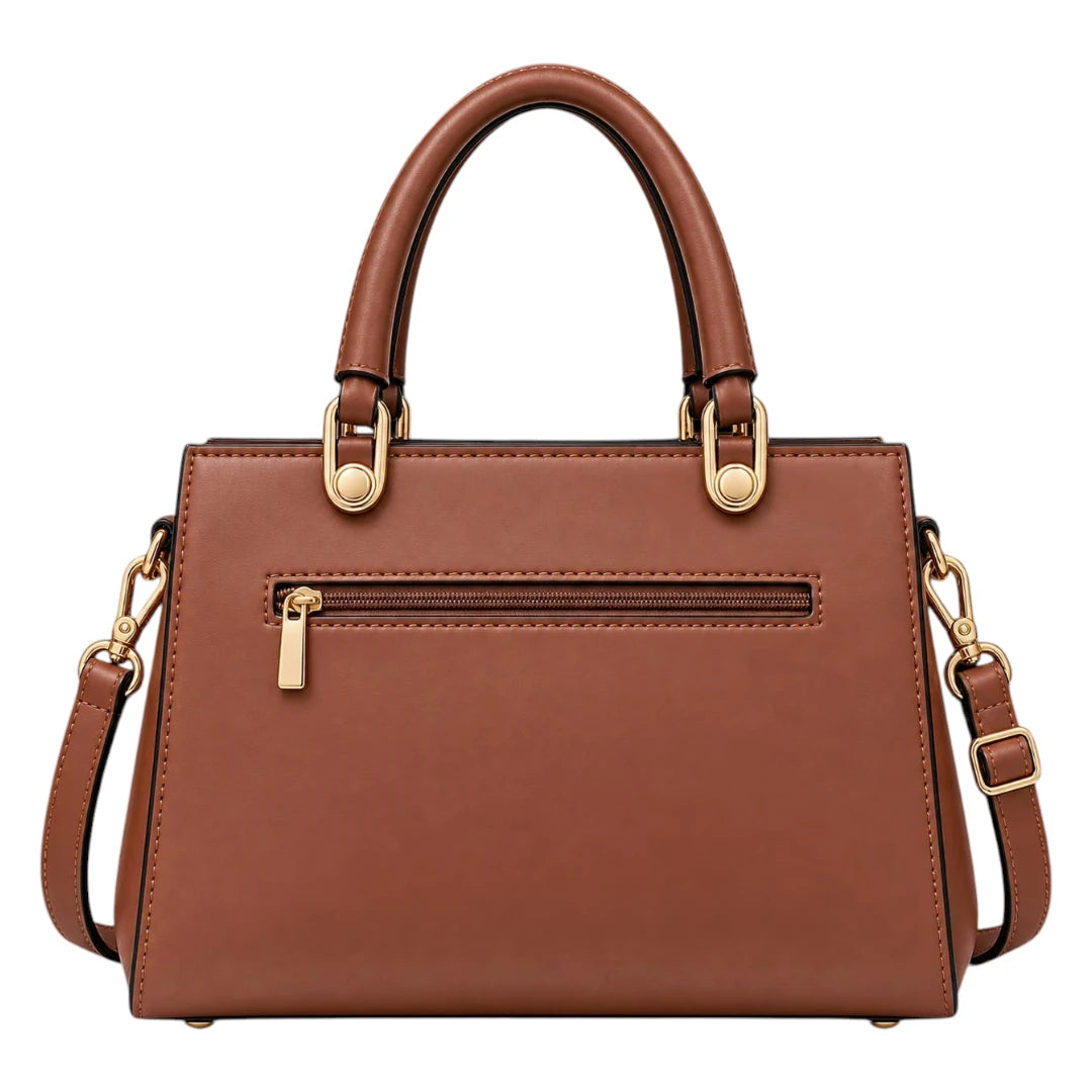 Baggis Caramel Brown Women’s Satchel Handbag – Modern Structured Faux Leather Bag