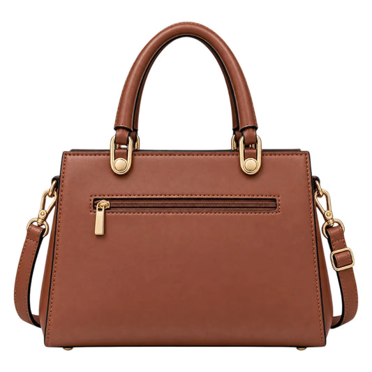 Baggis Caramel Brown Women’s Satchel Handbag – Modern Structured Faux Leather Bag