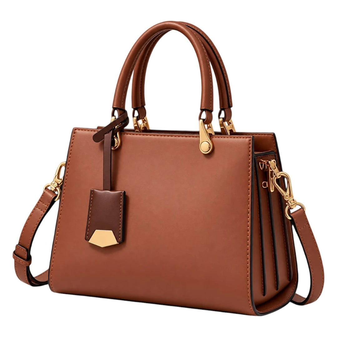 Baggis Caramel Brown Women’s Satchel Handbag – Modern Structured Faux Leather Bag