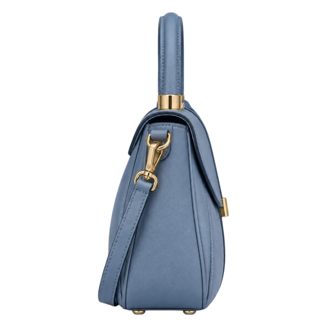 Baggis Dusty Blue Women’s Satchel Handbag – Elegant Structured Faux Leather Bag