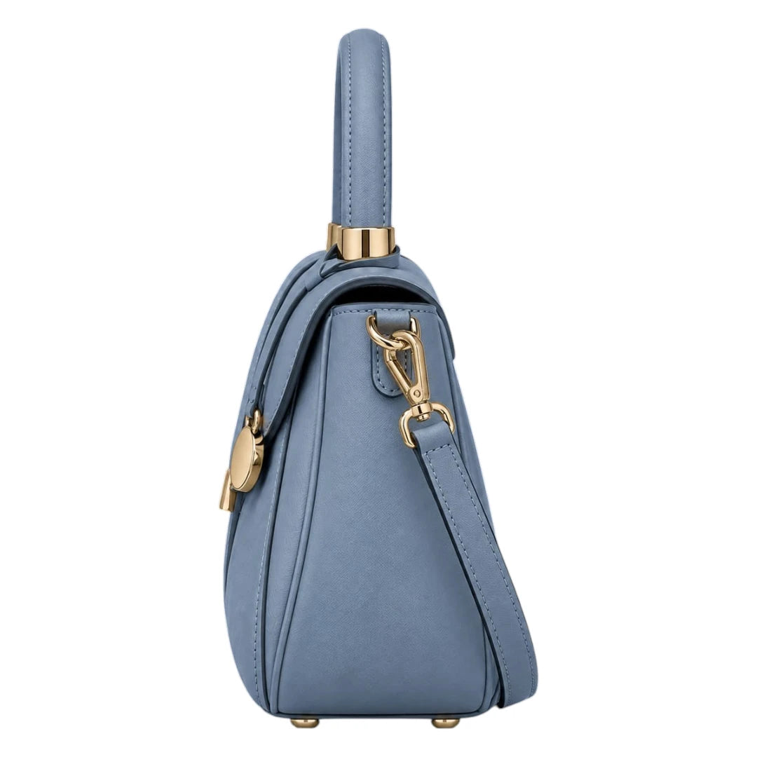 Baggis Dusty Blue Women’s Satchel Handbag – Elegant Structured Faux Leather Bag