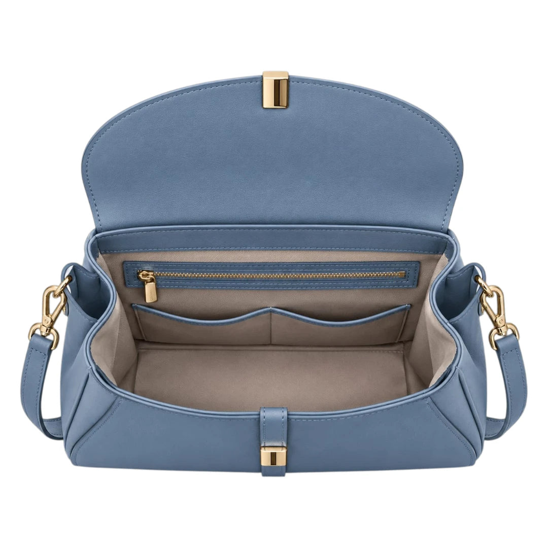 Baggis Dusty Blue Women’s Satchel Handbag – Elegant Structured Faux Leather Bag