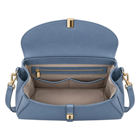 Baggis Dusty Blue Women’s Satchel Handbag – Elegant Structured Faux Leather Bag