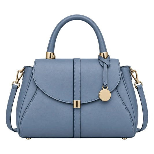 Baggis Dusty Blue Women’s Satchel Handbag – Elegant Structured Faux Leather Bag