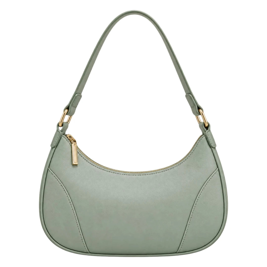 Baggis Sage Green Women’s Satchel Handbag – Soft Curved Faux Leather Bag