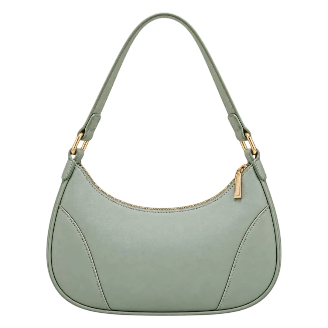 Baggis Sage Green Women’s Satchel Handbag – Soft Curved Faux Leather Bag